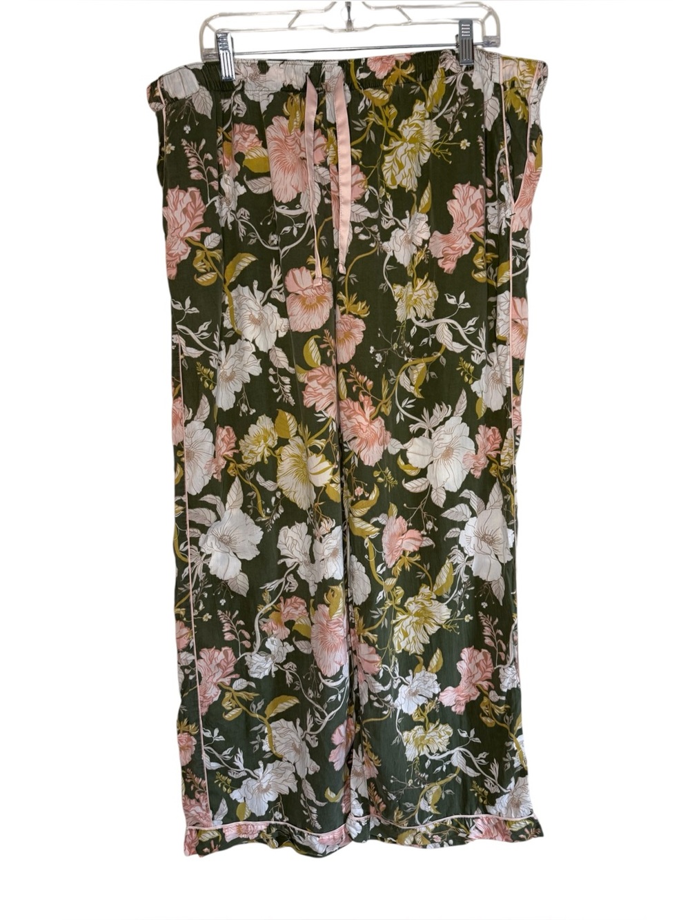 Stars Above Simply Cool Fabric Wide Leg Floral Lounge Pants Pink Green Size XXL